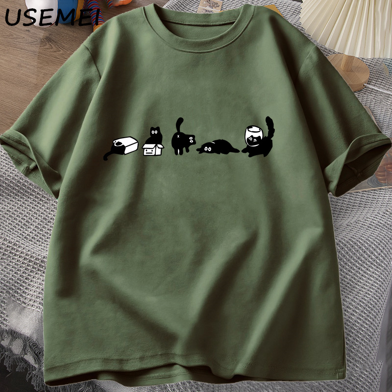 Retro Gaming Shirt - Cinq humeurs chats T-Shirts surdimensionné chat