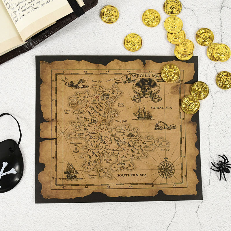 Retro Poster Gaming - Carte de chasse au trésor d'aventure